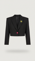 Blazer cropped rosa statement