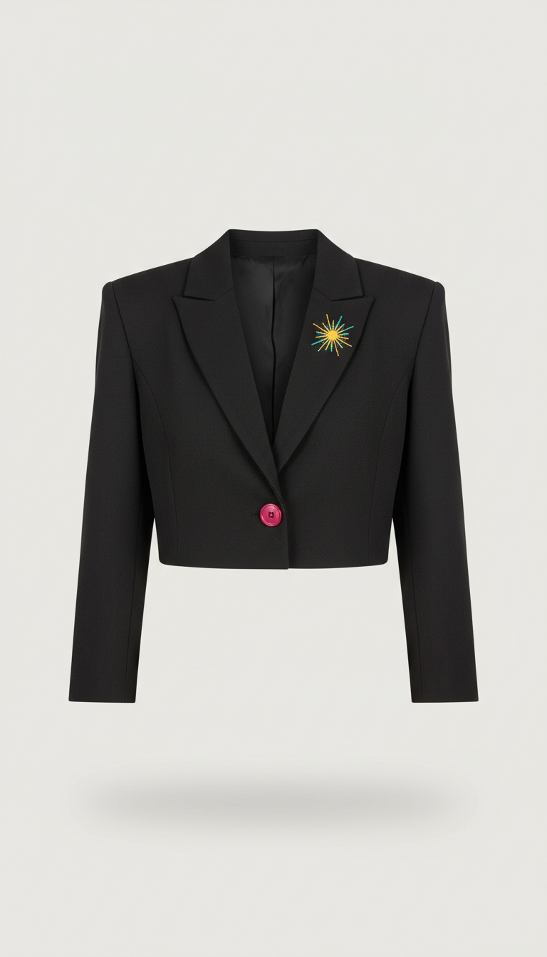 Blazer cropped rosa statement
