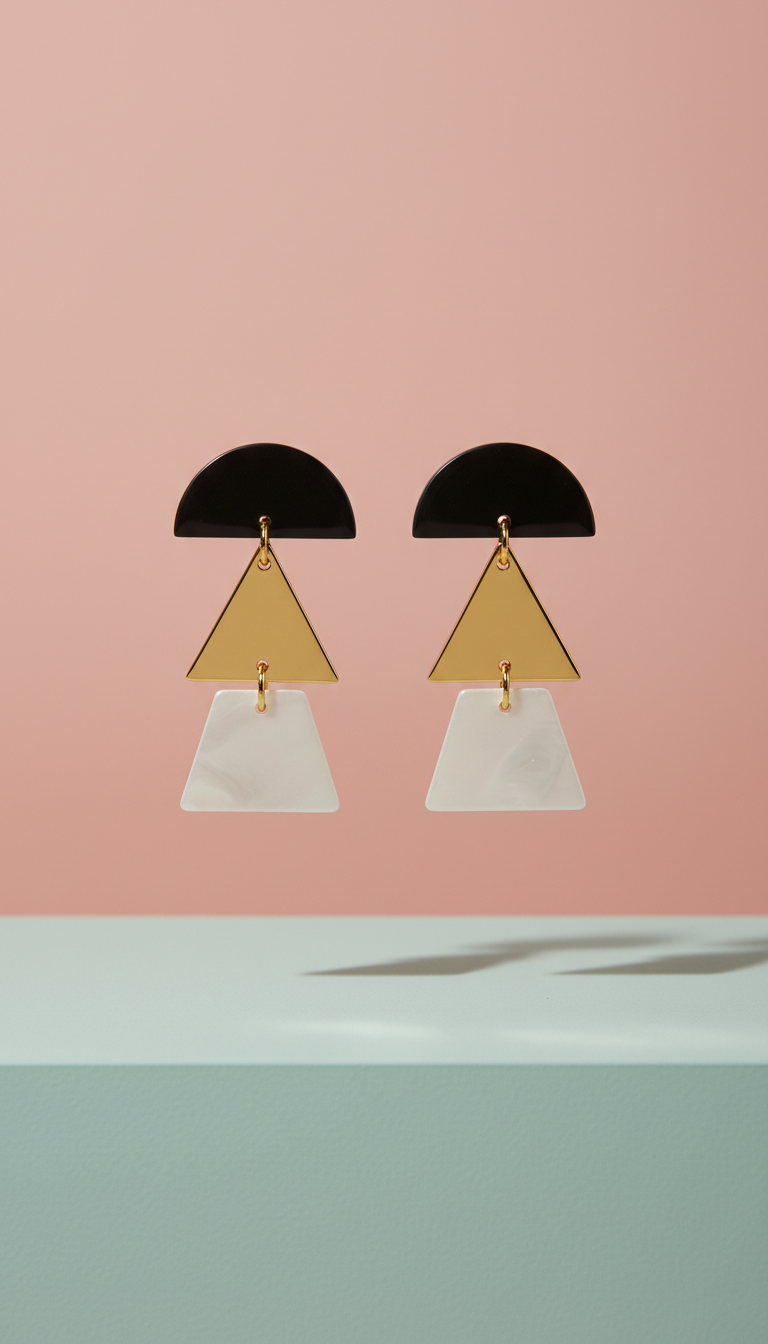 Aretes geométricos dorado solar