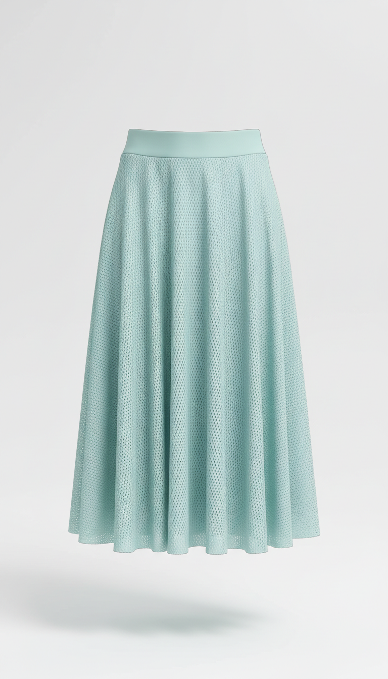Falda midi aqua pastel mesh tech